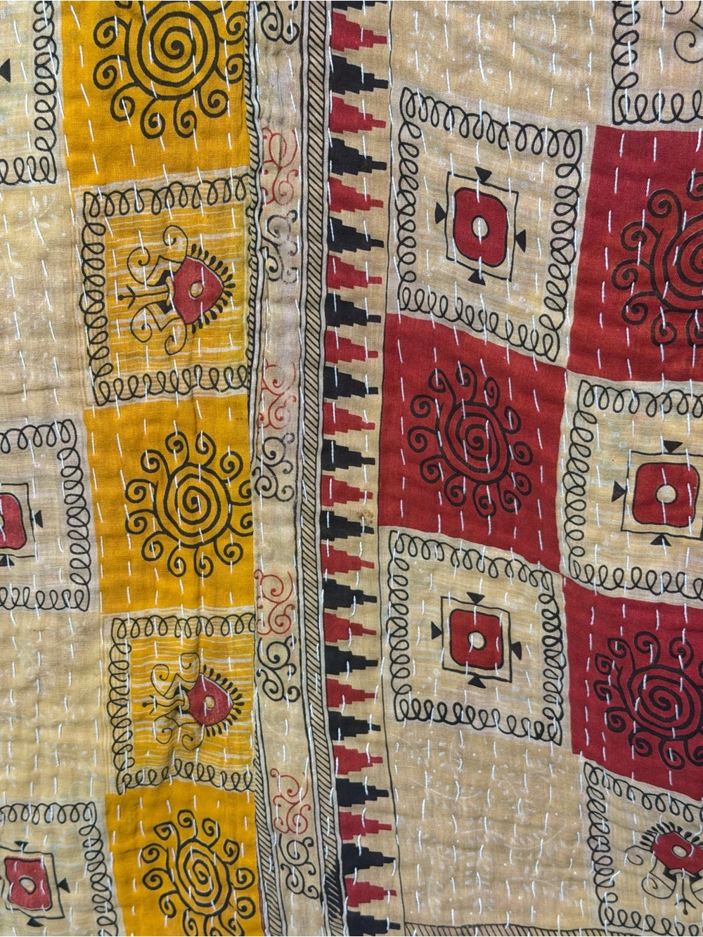 Handmade Vintage Kantha Quilt Indian Sari Twin Blanket Throw 52x80 - Picture 7 of 13